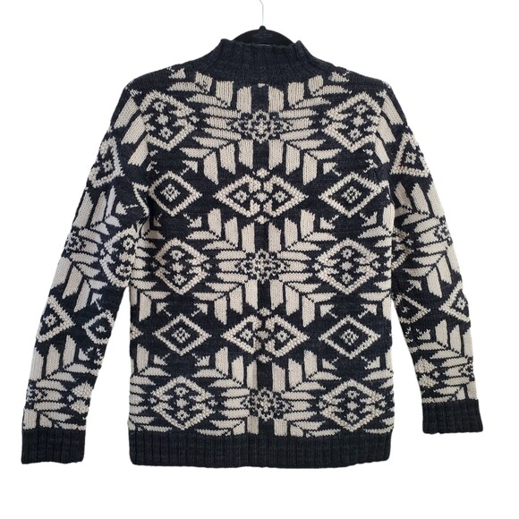 Lauren Ralph Lauren PP Wool Sweater Aztec Snowflake Mock Neck Charcoal Petite - Picture 2 of 11